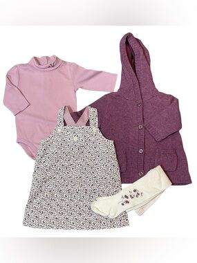 Janie and Jack Lush Berries Plum Sweater, Jumper, Bodysuit & Tights 12-18m